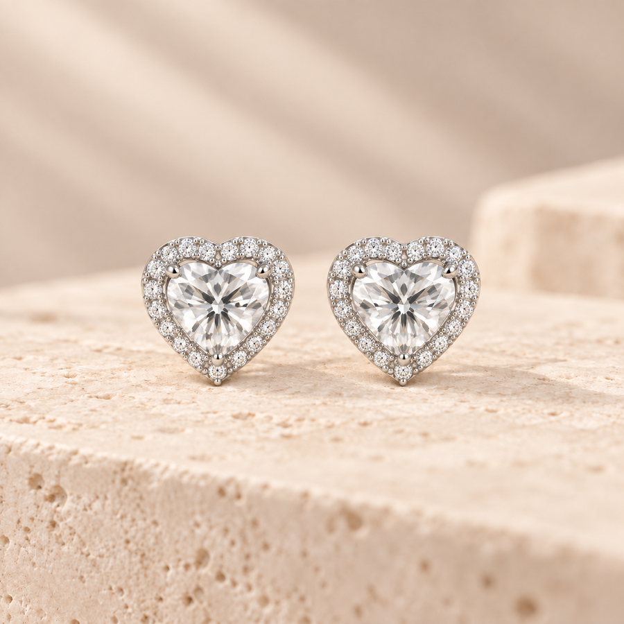 Heart Moissanite Stud Earrings – 1.00ct TW