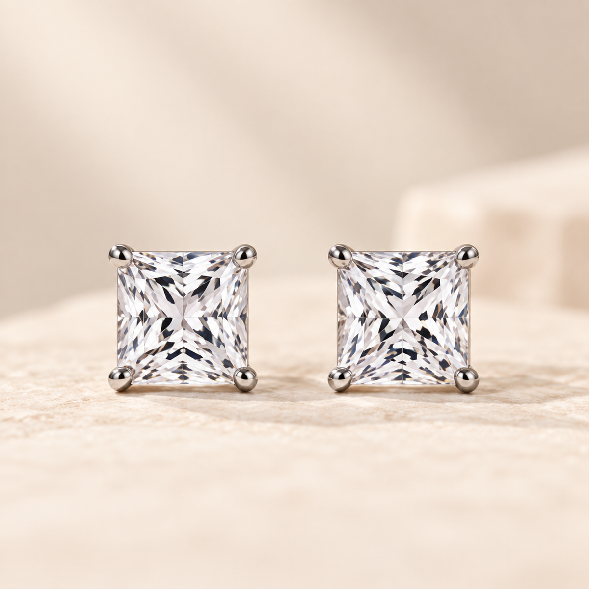 Square-Cut Moissanite Stud Earrings – 1.00ct TW