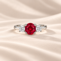 Oval Lab Ruby Three-Stone Ring 1.5ct