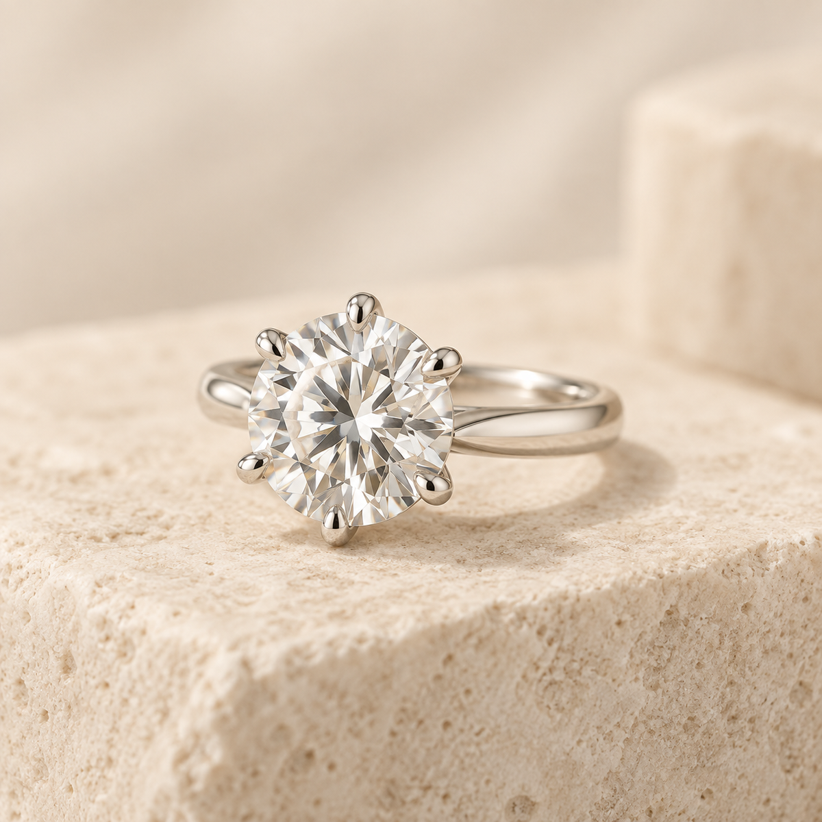 3.00ct Round-Cut Moissanite Ring
