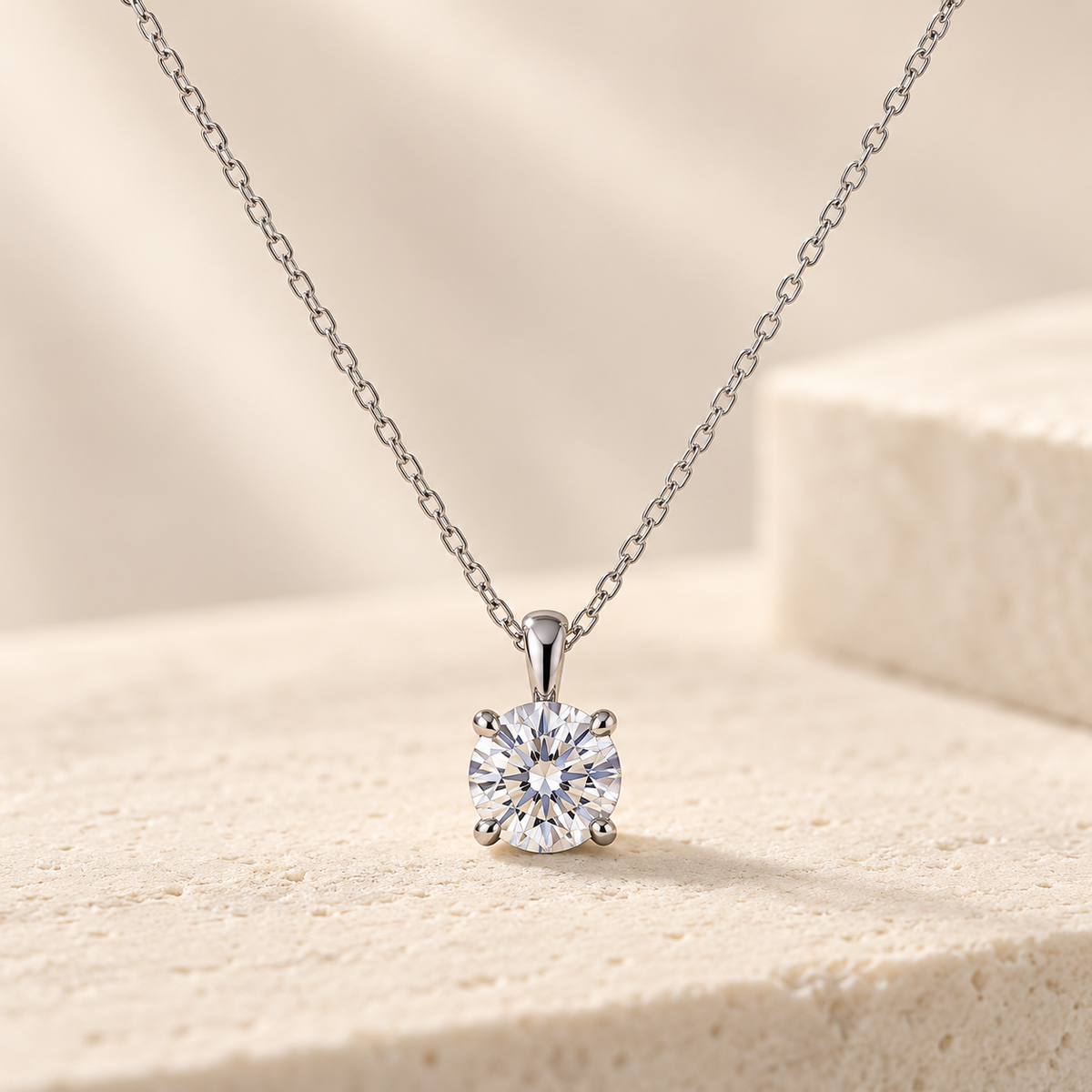 D Color Moissanite Solitaire Necklace – Large