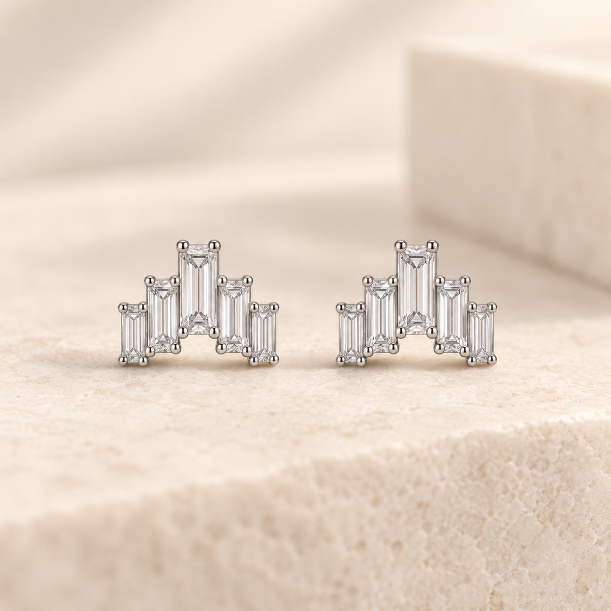 Baguette Moissanite Stud Earrings