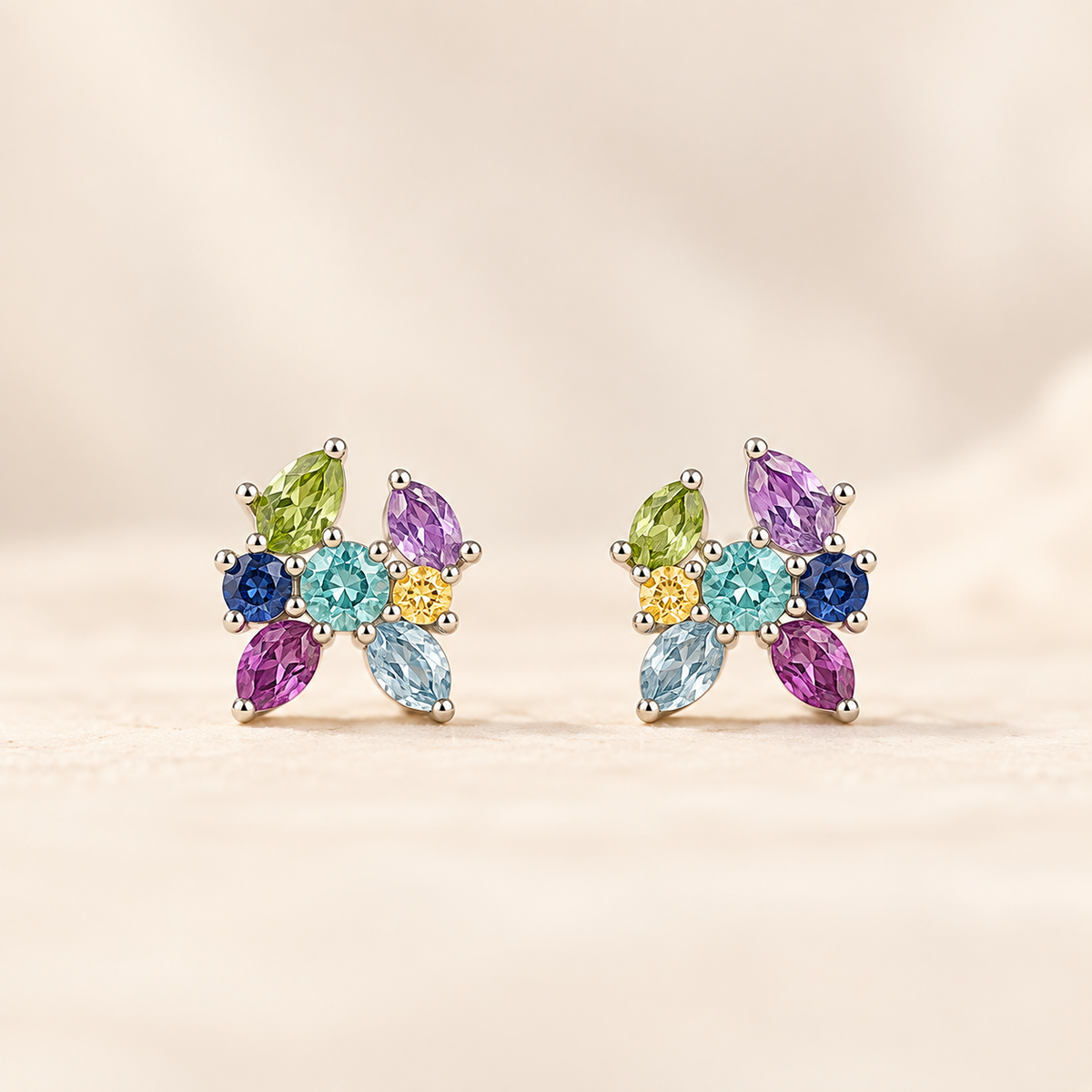 Mixed Cut Moissanite Stud Earrings