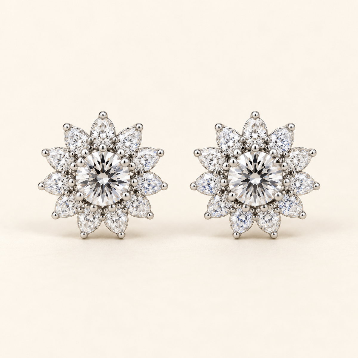 Floral Moissanite Stud Earrings – 1.00ct TW