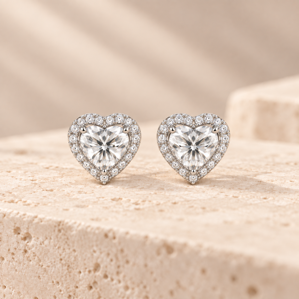 Heart Moissanite Stud Earrings – 1.00ct TW