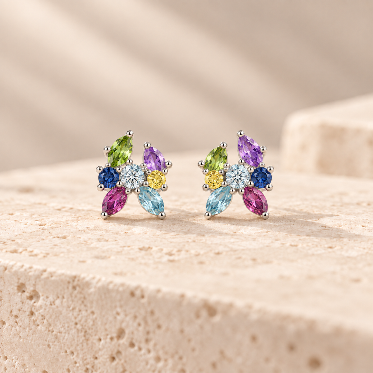 Mixed Cut Moissanite Stud Earrings