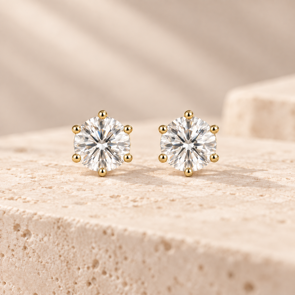 0.80ct 6-Claw Moissanite Stud Earrings
