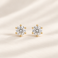 Philologi 0.80ct six-claw moissanite stud earrings in gold