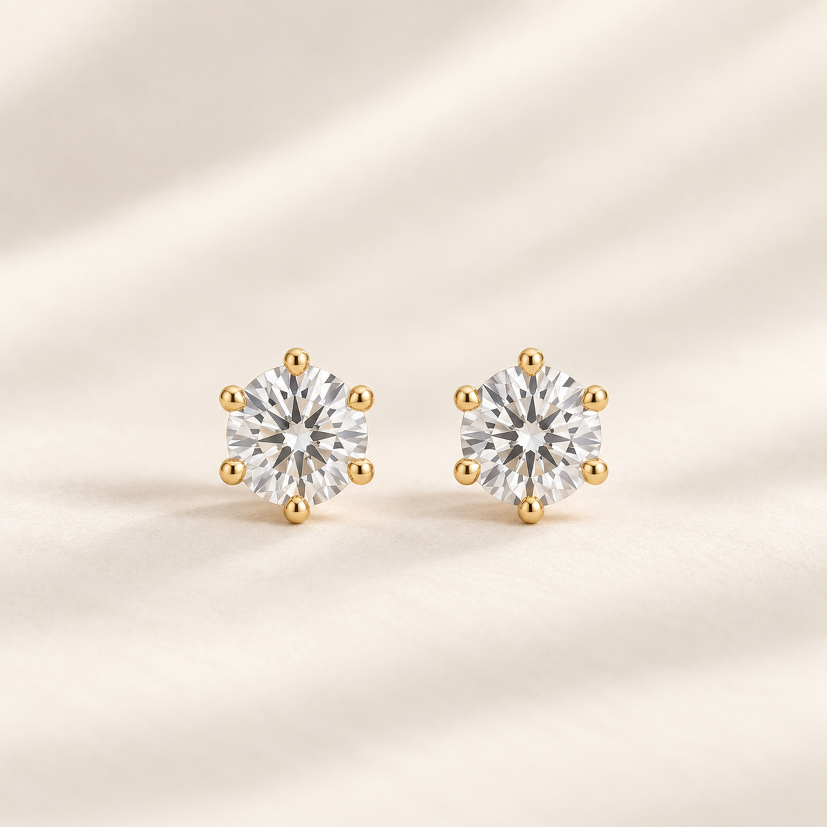 Philologi 0.80ct six-claw moissanite stud earrings in gold