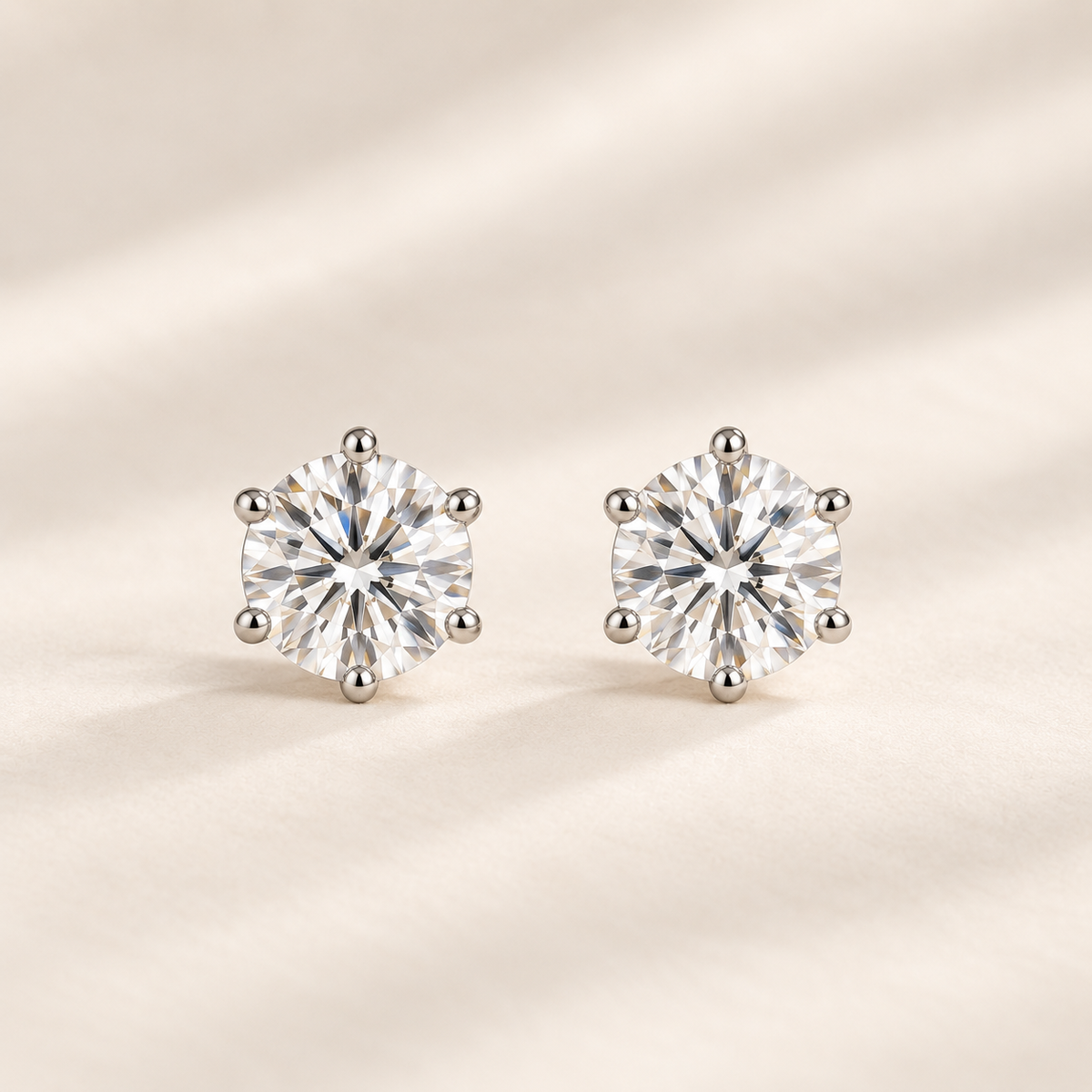 Philologi 0.80ct six-claw moissanite stud earrings in sterling silver