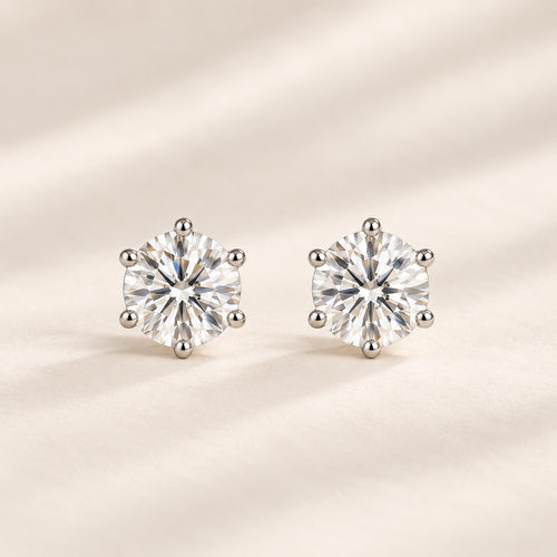 Philologi 0.80ct six-claw moissanite stud earrings in sterling silver