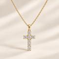 Philologi 1.10ct moissanite cross pendant necklace in gold