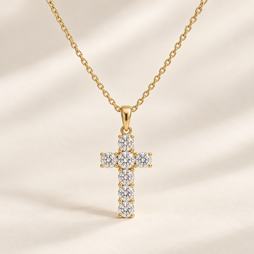 Philologi 1.10ct moissanite cross pendant necklace in gold