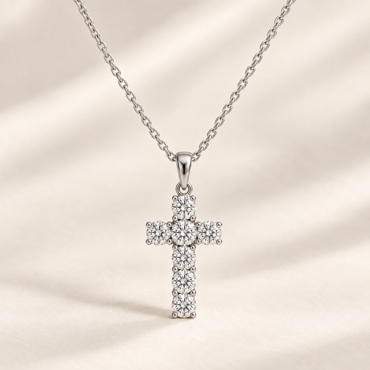 Philologi 1.10ct moissanite cross pendant necklace in sterling silver