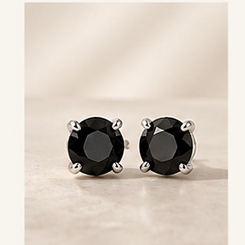 1.00ct black moissanite earrings in 925 sterling silver