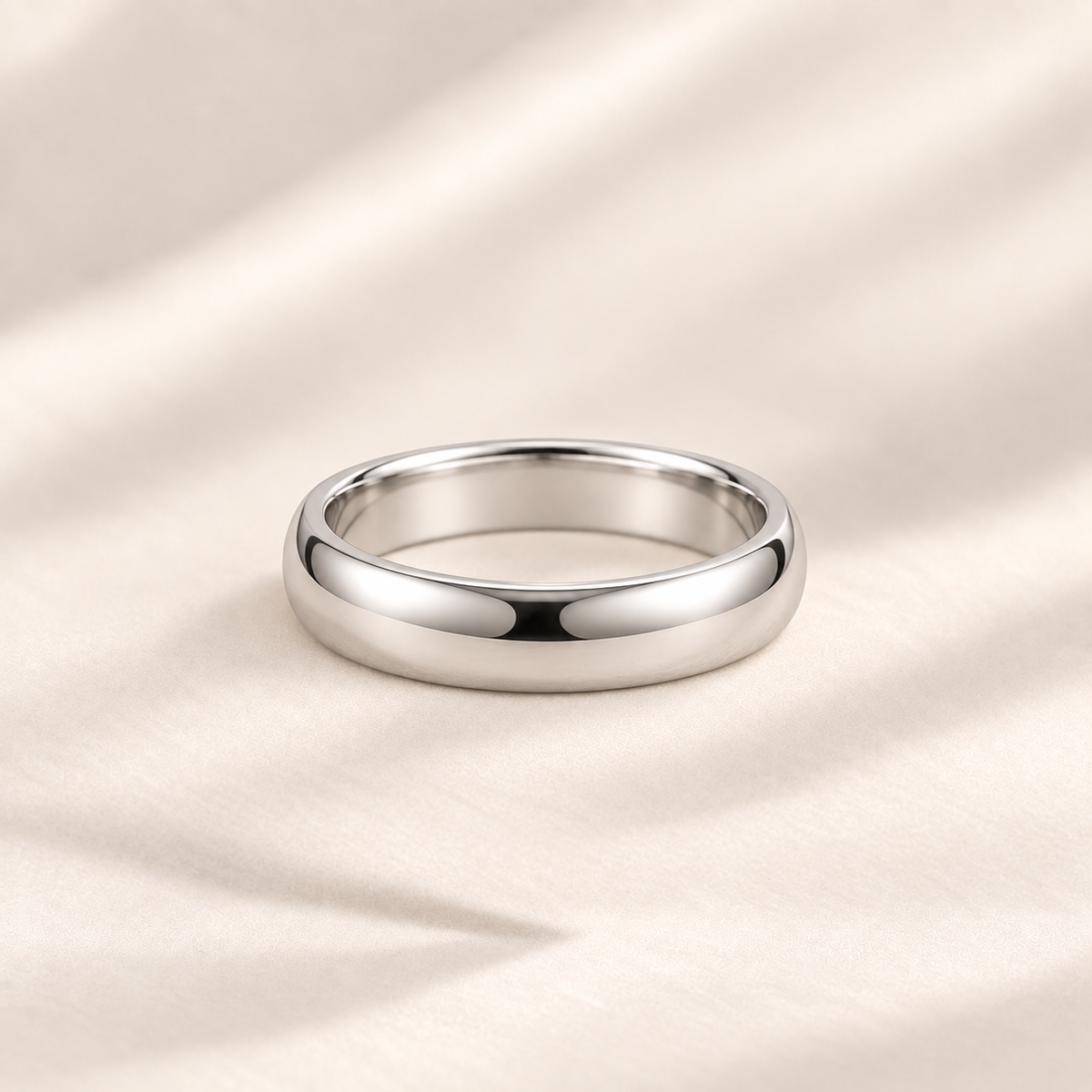 Philologi 925 sterling silver band ring on warm ivory silk