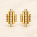 Gold-tone bar moissanite earrings in 925 sterling silver