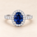 Oval lab-grown sapphire ring in 925 sterling silver