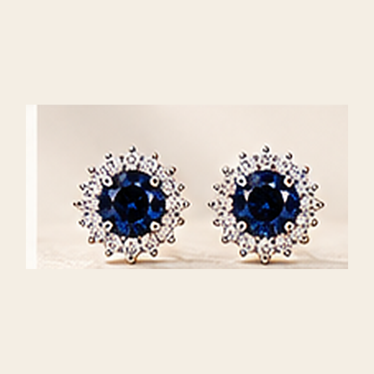 Philologi round lab spinel stud earrings on warm ivory silk